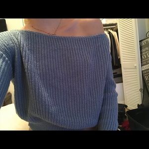 Blue off the shoulder sweater